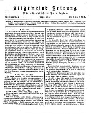 Allgemeine Zeitung Donnerstag 23. August 1821