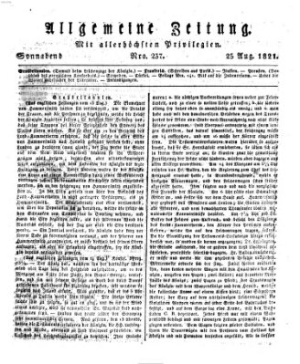 Allgemeine Zeitung Samstag 25. August 1821