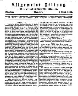 Allgemeine Zeitung Dienstag 4. September 1821