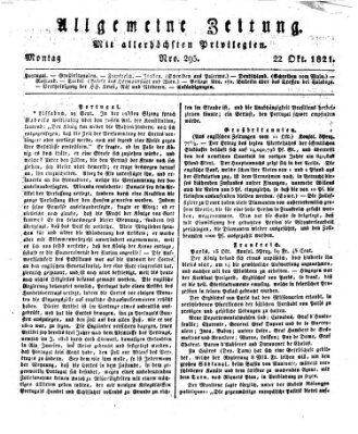 Allgemeine Zeitung Montag 22. Oktober 1821