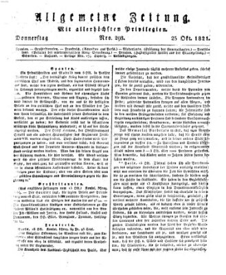 Allgemeine Zeitung Donnerstag 25. Oktober 1821