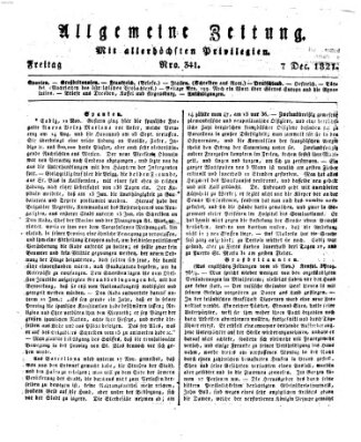 Allgemeine Zeitung Freitag 7. Dezember 1821