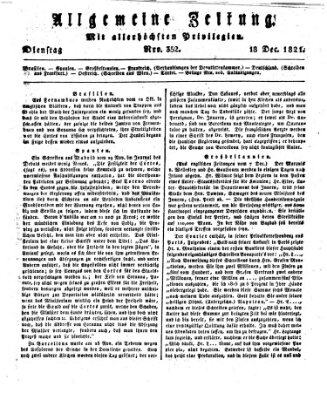Allgemeine Zeitung Dienstag 18. Dezember 1821