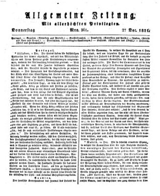 Allgemeine Zeitung Donnerstag 27. Dezember 1821