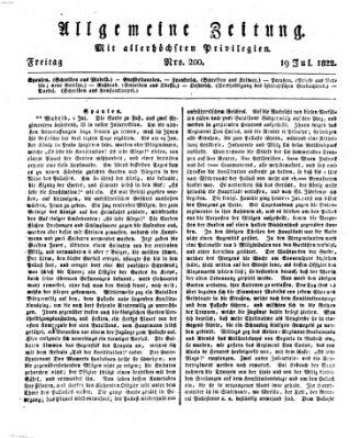 Allgemeine Zeitung Freitag 19. Juli 1822