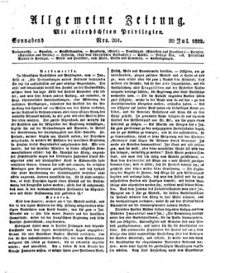 Allgemeine Zeitung Samstag 20. Juli 1822
