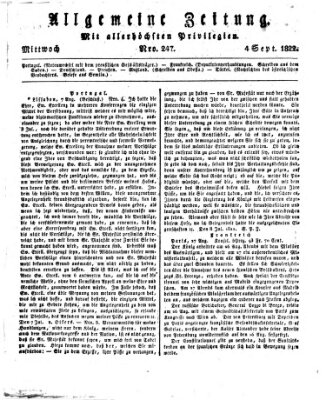 Allgemeine Zeitung Mittwoch 4. September 1822