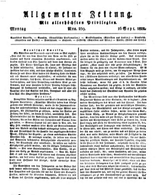Allgemeine Zeitung Montag 16. September 1822