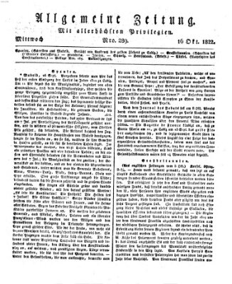 Allgemeine Zeitung Mittwoch 16. Oktober 1822