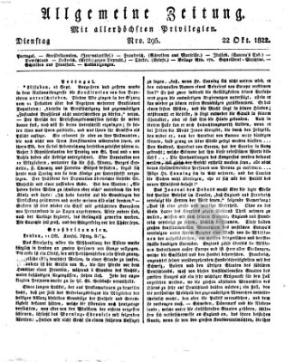 Allgemeine Zeitung Dienstag 22. Oktober 1822