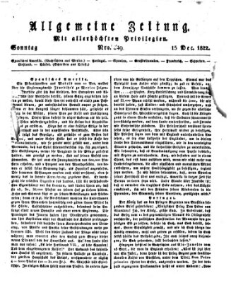Allgemeine Zeitung Sonntag 15. Dezember 1822