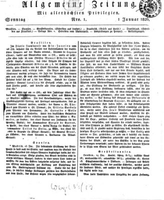 Allgemeine Zeitung Sonntag 1. Januar 1826