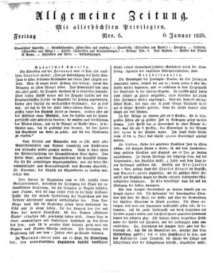 Allgemeine Zeitung Freitag 6. Januar 1826