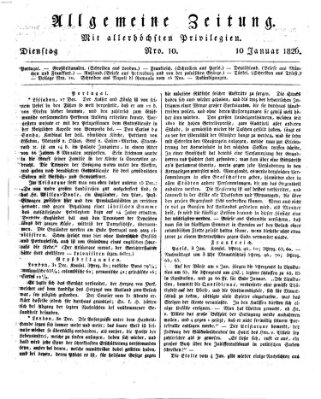 Allgemeine Zeitung Dienstag 10. Januar 1826