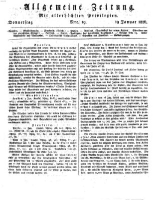 Allgemeine Zeitung Donnerstag 19. Januar 1826