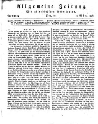 Allgemeine Zeitung Sonntag 19. März 1826