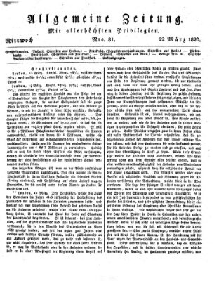Allgemeine Zeitung Mittwoch 22. März 1826