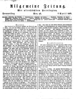 Allgemeine Zeitung Donnerstag 6. April 1826
