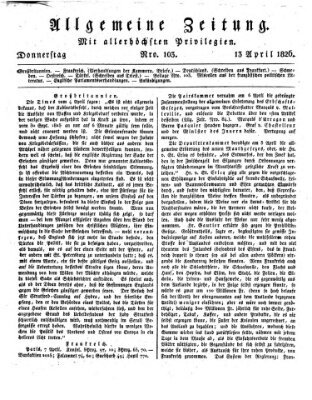 Allgemeine Zeitung Donnerstag 13. April 1826