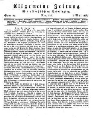 Allgemeine Zeitung Sonntag 7. Mai 1826