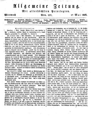 Allgemeine Zeitung Mittwoch 17. Mai 1826
