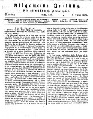 Allgemeine Zeitung Montag 5. Juni 1826