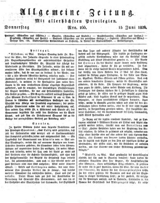 Allgemeine Zeitung Donnerstag 15. Juni 1826