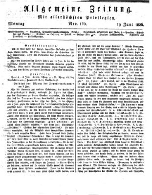 Allgemeine Zeitung Montag 19. Juni 1826