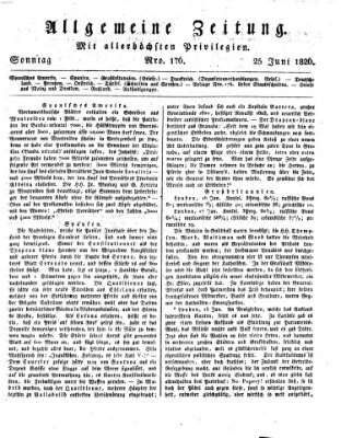 Allgemeine Zeitung Sonntag 25. Juni 1826