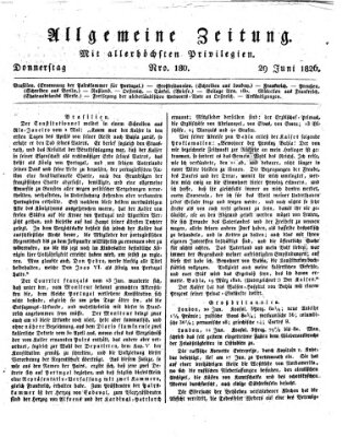Allgemeine Zeitung Donnerstag 29. Juni 1826