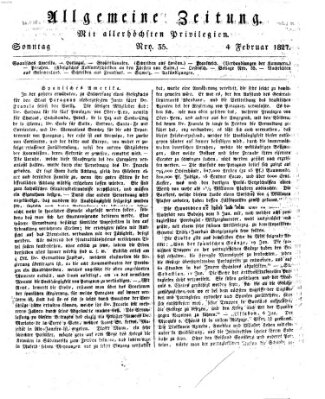 Allgemeine Zeitung Sonntag 4. Februar 1827