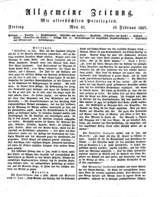 Allgemeine Zeitung Freitag 16. Februar 1827