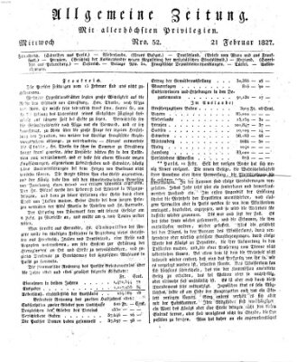 Allgemeine Zeitung Mittwoch 21. Februar 1827