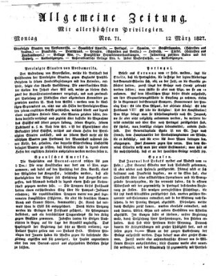 Allgemeine Zeitung Montag 12. März 1827