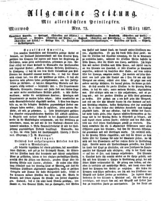 Allgemeine Zeitung Mittwoch 14. März 1827