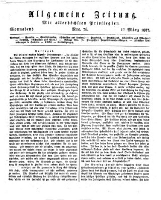 Allgemeine Zeitung Samstag 17. März 1827