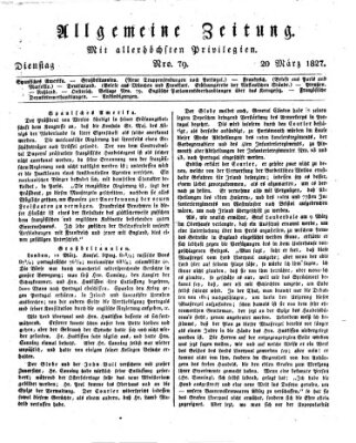 Allgemeine Zeitung Dienstag 20. März 1827