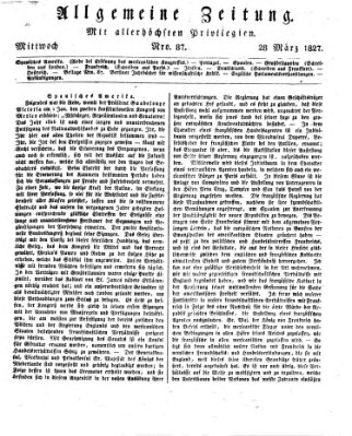 Allgemeine Zeitung Mittwoch 28. März 1827