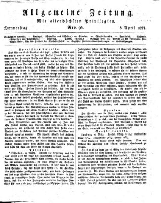 Allgemeine Zeitung Donnerstag 5. April 1827
