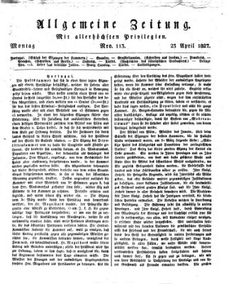 Allgemeine Zeitung Montag 23. April 1827