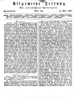 Allgemeine Zeitung Samstag 19. Mai 1827