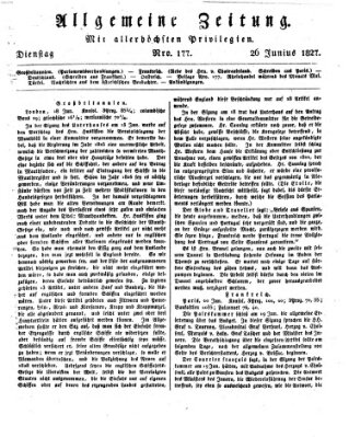 Allgemeine Zeitung Dienstag 26. Juni 1827