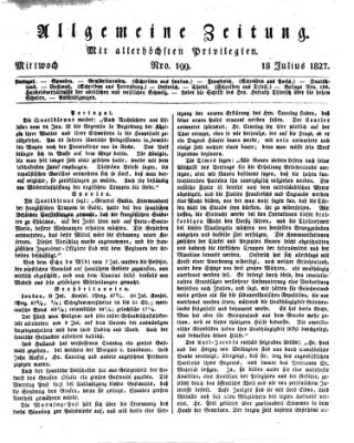 Allgemeine Zeitung Mittwoch 18. Juli 1827
