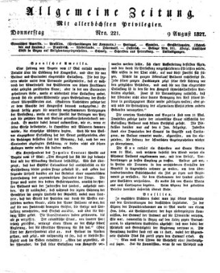 Allgemeine Zeitung Donnerstag 9. August 1827