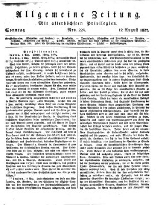 Allgemeine Zeitung Sonntag 12. August 1827