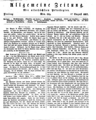 Allgemeine Zeitung Freitag 17. August 1827