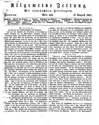 Allgemeine Zeitung Sonntag 26. August 1827
