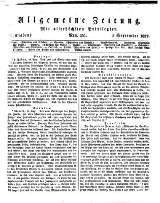 Allgemeine Zeitung Samstag 8. September 1827