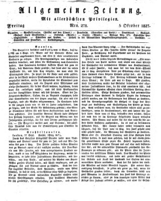 Allgemeine Zeitung Freitag 5. Oktober 1827