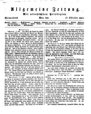 Allgemeine Zeitung Samstag 27. Oktober 1827